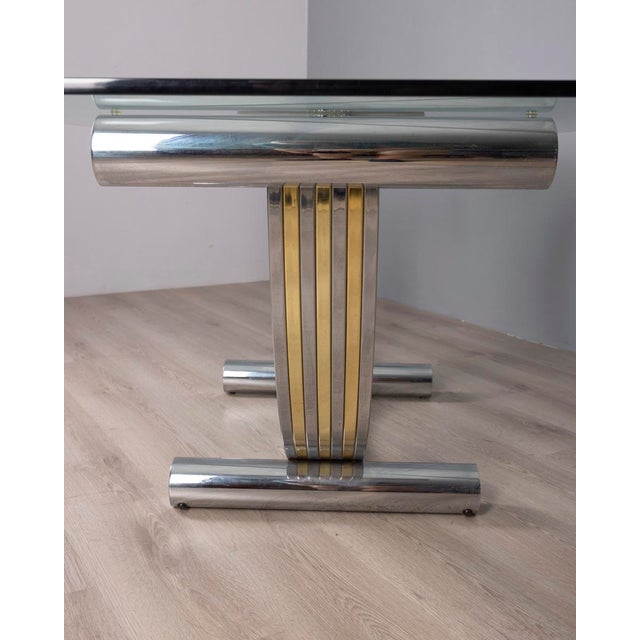 Vintage Metal, Brass, and Glass Table by Renato Zevi, 1970s For Sale - Image 4 of 12