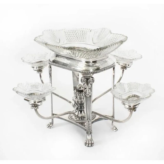 19th Century Sheffield Plate Cut Glass Epergne Centrepiece, 1820s For Sale - Image 12 of 17