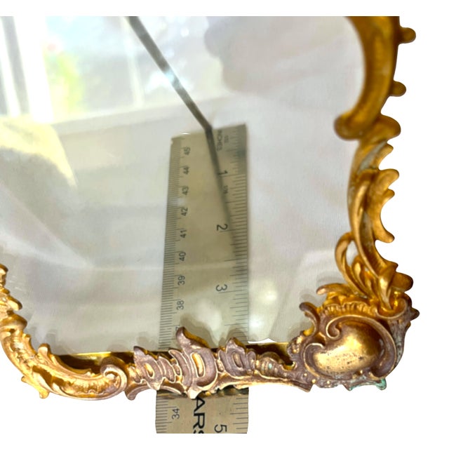 Vintage Rococo Revival Gilded Brass and Beveled Glass Easel Picture Frame for 4" X 6" Photograph For Sale - Image 9 of 10