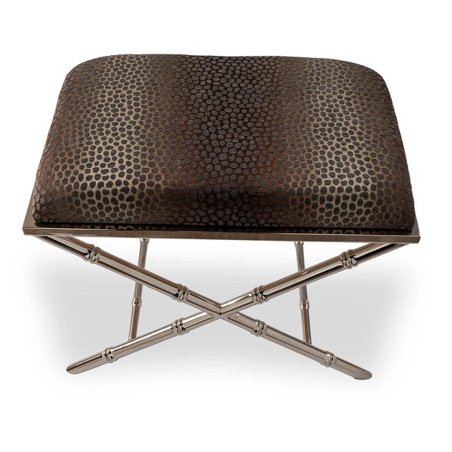 Traditional Lauderdale Nickel Bamboo Leg Bench, Wayland For Sale - Image 3 of 7