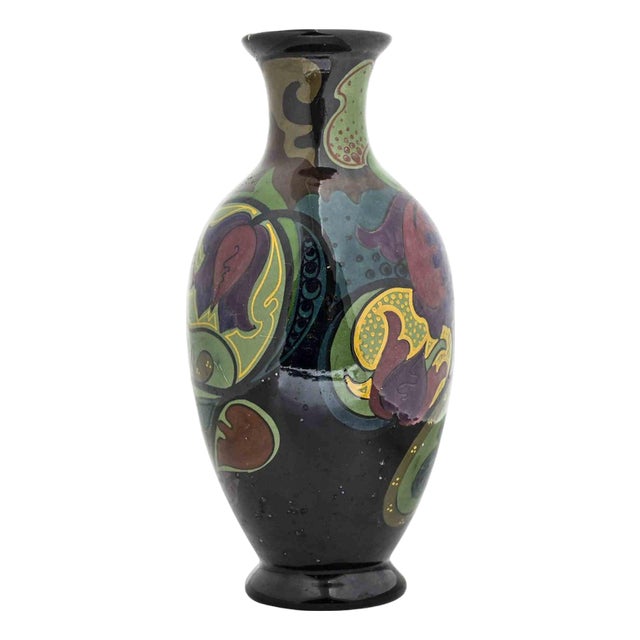 Art Nouveau Hand-Painted Gouda Vase in Ceramic For Sale