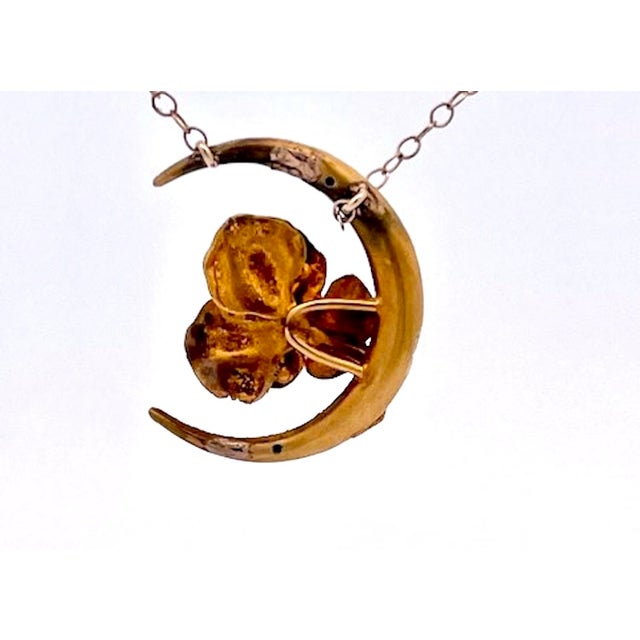 Art Nouveau Antique Pansy Pendant Necklace With Crescent Moon Design For Sale - Image 9 of 10