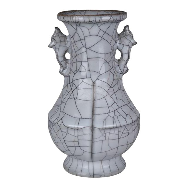 Chinese Ceramic Vase Guan Ware Crackle Glaze Celadon Huagu Vase For Sale