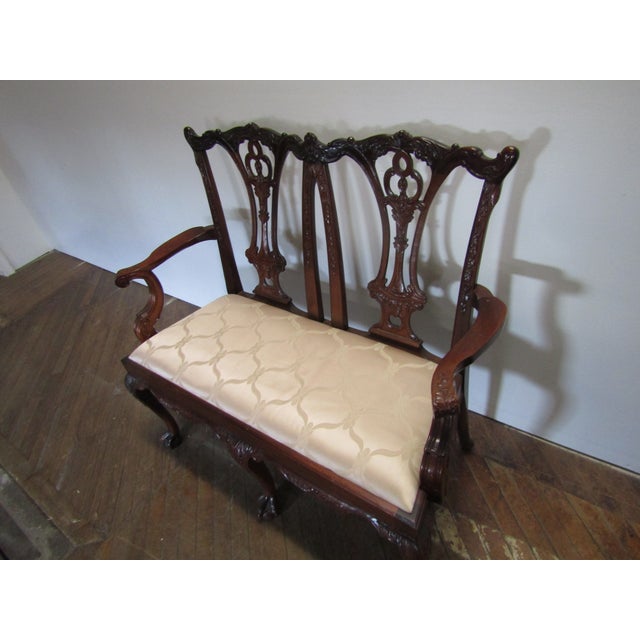Chippendale Chippendale Style Solid Mahogany Settee For Sale - Image 3 of 7