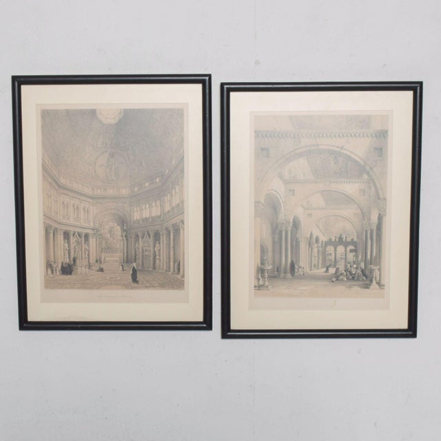 1980s Cathedral Art Italian Architectural Scene Lithograph Pair For Sale In San Diego - Image 6 of 8