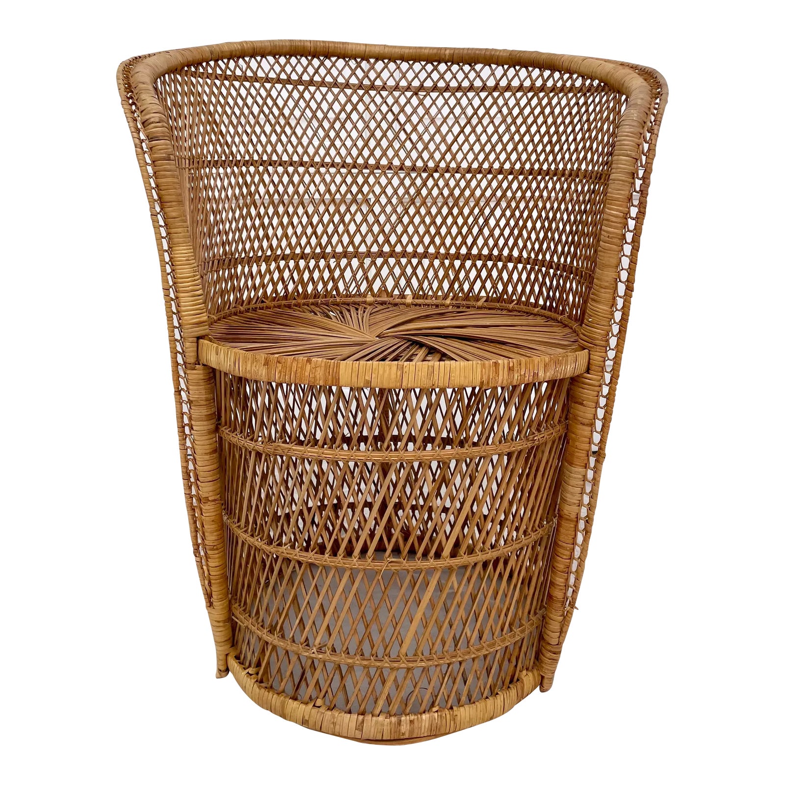 1970's Boho Woven Wicker Rattan Round Chair Chairish