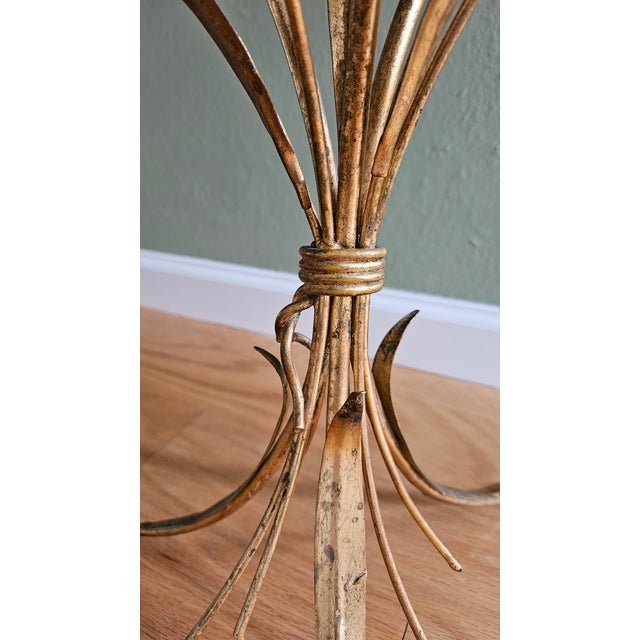 Mid 20th Century Hollywood Regency Gold Sheaf of Wheat Accent Table For Sale - Image 5 of 9