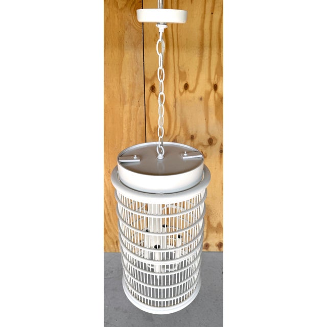 French Modern Wrought Iron White Lantern For Sale - Image 10 of 12