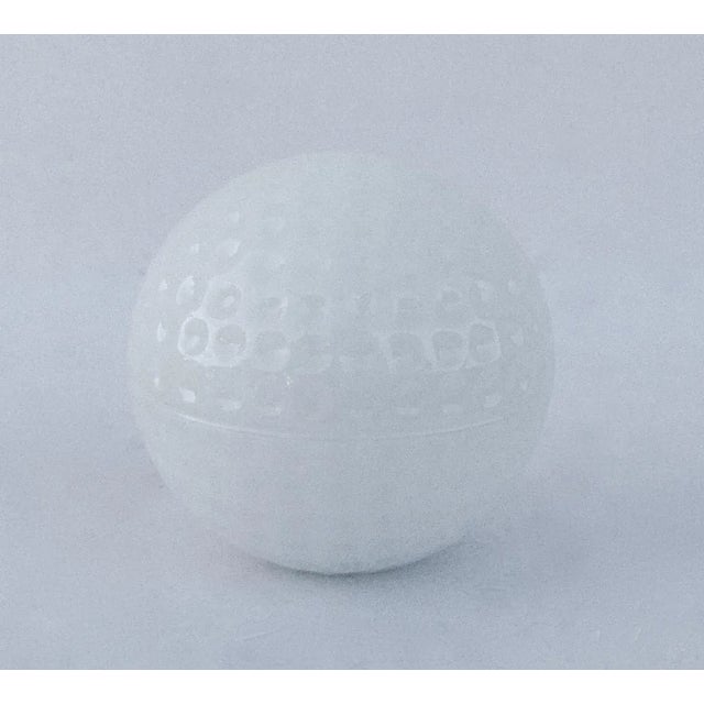 Mid-Century Modern Vintage C.1950's Anchor Hocking Milk Glass Lidded Golf Ball-Shaped Decorative Object/Container For Sale - Image 3 of 8