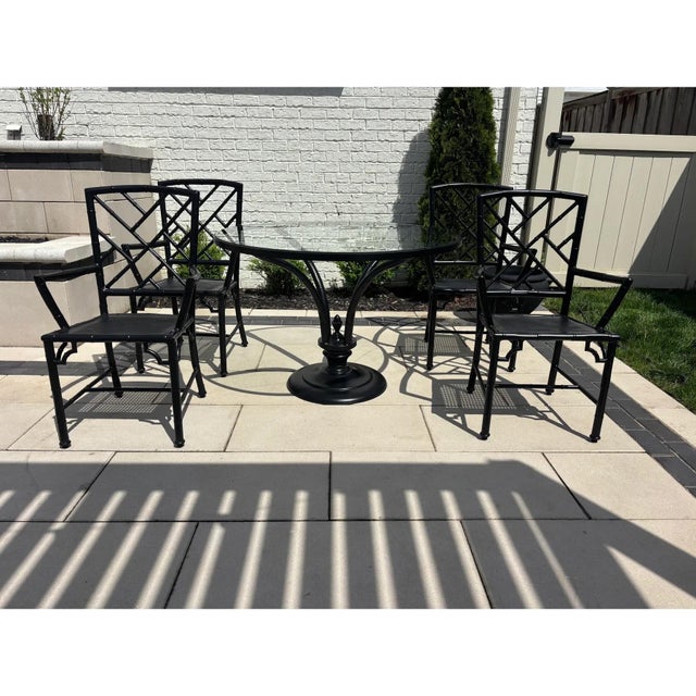 Mid 20th Century Vintage Restored Chinoiserie Patio Dining Set by Meadowcraft For Sale - Image 5 of 12