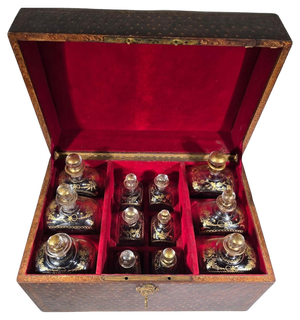 18th Century Liqueur Chest with Glassware, 1750s, Set of 13