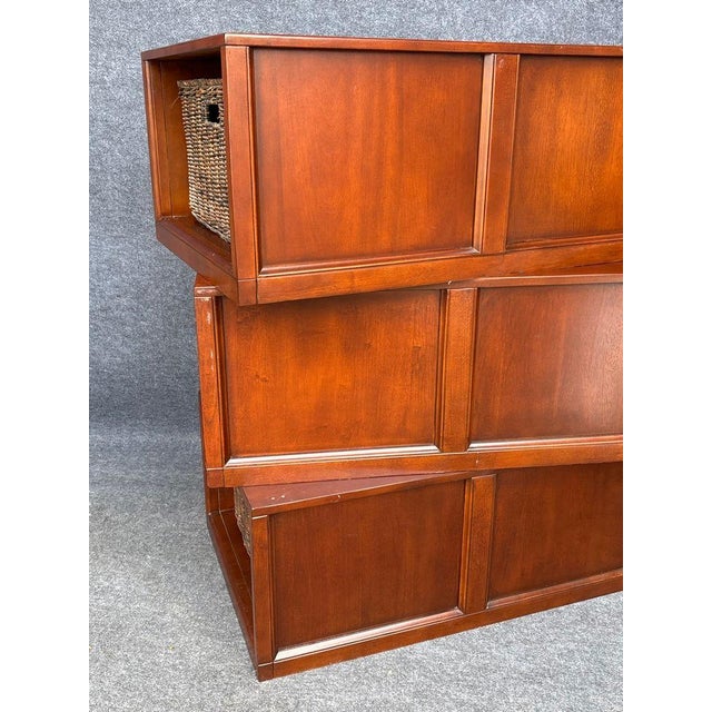 Traditional Storage Crates With Pull Out Rattan Baskets, Set of 3 For Sale - Image 3 of 4