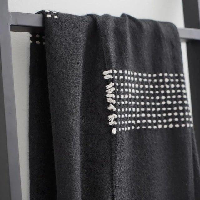 Black Contemporary Walnut Black Yak Throw For Sale - Image 8 of 9