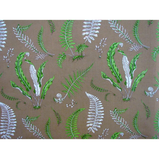 Scalamandre Linen Fabric designed by Elsie De Wolf Outdoor Greens on Brown. This listing is for a Yard of this fabric, but...