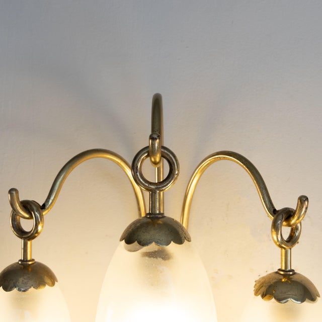 Gold Brass Wall Light with Glass Elements, 1960s, Set of 2 For Sale - Image 8 of 11