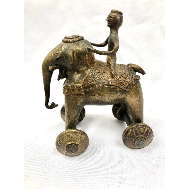 Antique Brass Rolling Toy Elephant With Warrior Rider From India Chairish