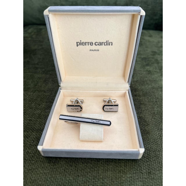 Vintage PIERRE CARDIN Steel Cufflinks & Tie Clip With Original Case Circa 1970 For Sale - Image 11 of 11