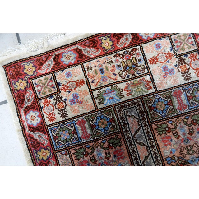 Cream 1970s, Handmade Vintage Tunisian Silk Rug 1.6' X 3.7' For Sale - Image 8 of 11