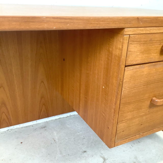 Mid-Century Modern Vintage Mid-Century Scandinavian Modern Teak Single Pedestal Desk For Sale - Image 3 of 18