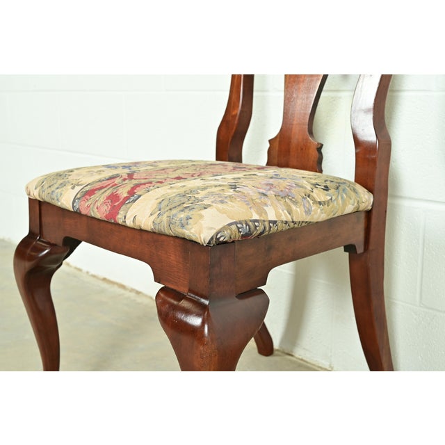Brown Baker Furniture Style Queen Anne Solid Cherry Wood Side Chairs or Dining Chairs, Pair For Sale - Image 8 of 13
