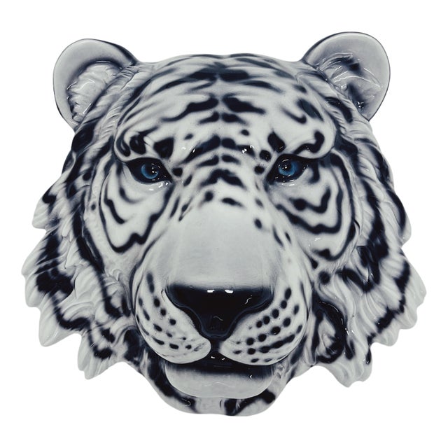 Wall Mask White Tiger by Ceramiche Boxer For Sale