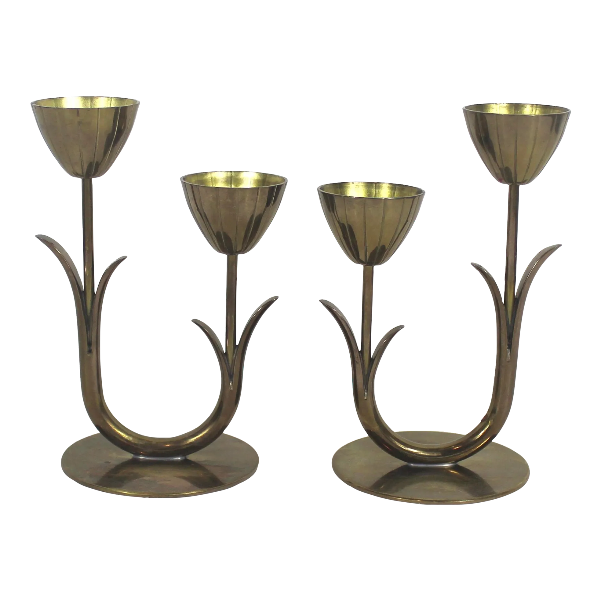 1950's Pair of Brass Candleholders Gunnar Ander Ystad Metall Made