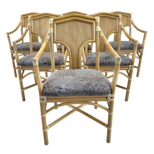 Italian Italian Bamboo and Rattan Armchairs - Set of 6 For Sale - Image 3 of 11