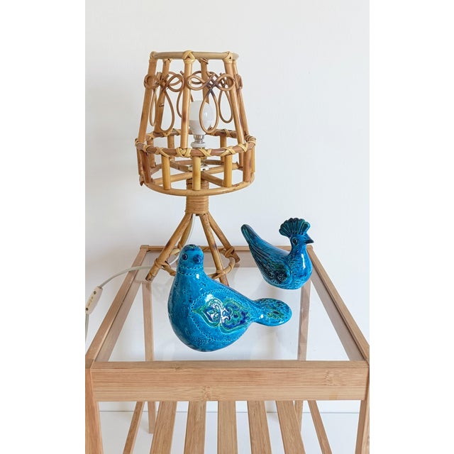 Mid-Century Bamboo Rattan Table Lamp in the style of Louis Sognot, 1960s For Sale - Image 10 of 15