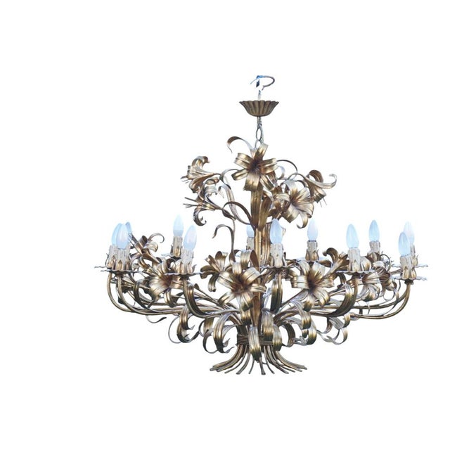 Large Hollywood Regency Calla Lily Chandelier with 12 Lights attributed to Hans Kögl, 1970s For Sale - Image 15 of 16