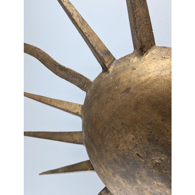Mid-Century Gilt Metal Sunburst Flush Mount, 1960s For Sale - Image 6 of 9