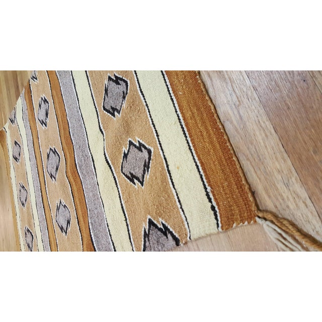 Native American Vintage Navajo Carpet, Folk Rug, Handmade Wool, Beige, Caramel, Tan For Sale - Image 3 of 5