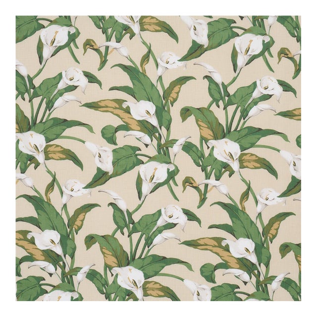 Sample - Schumacher Arum Lilies Fabric in Parchment For Sale