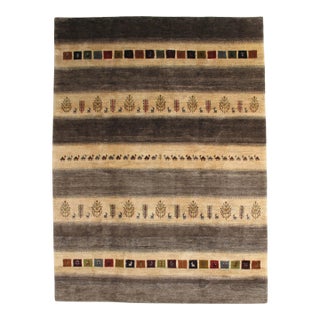 Vintage Hand-Knotted Persian Gabbeh Rug 8'5" X 11'4" For Sale