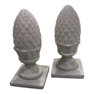 Tall Cement and Plaster Garden Outdoor/Indoor Ornamental Finials - Set of 2