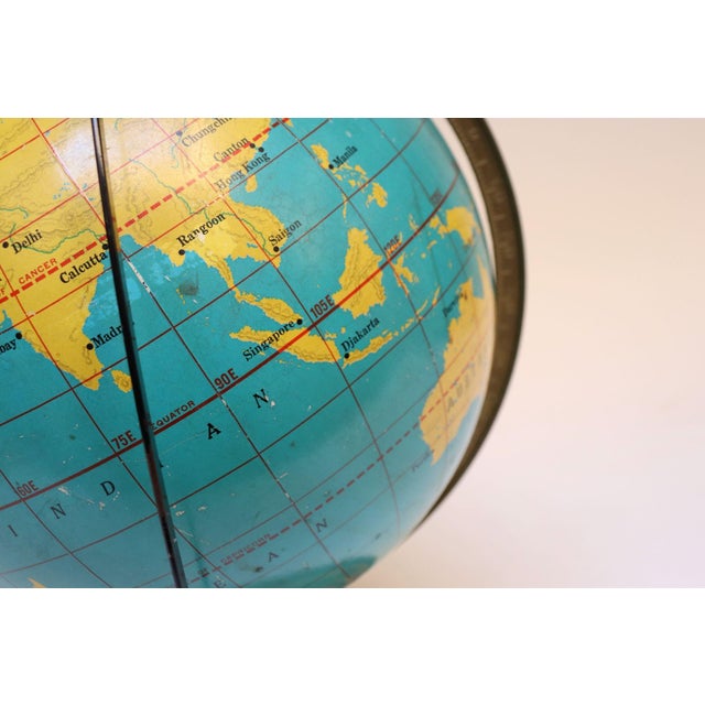 Metal Vintage Cram's Deluxe Globe With Automatic Daily Sun Ray Indicator For Sale - Image 7 of 12