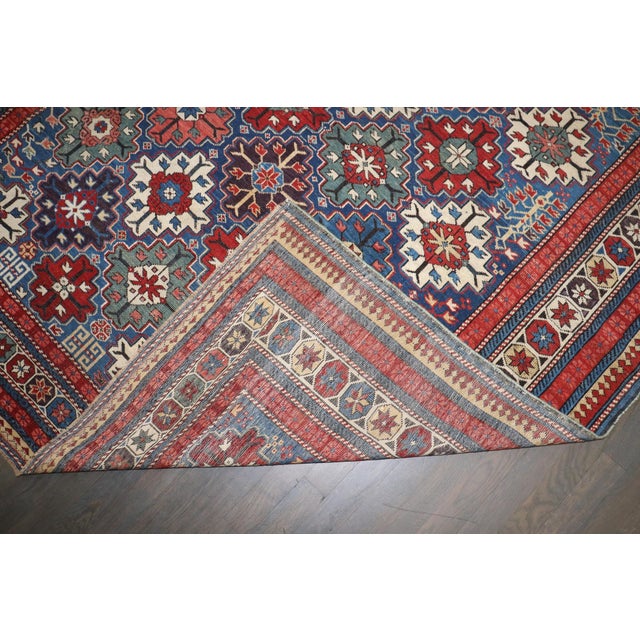 Red Blue Late 19th Century Square Caucasian Kuba Rug no. j5269 For Sale - Image 8 of 8