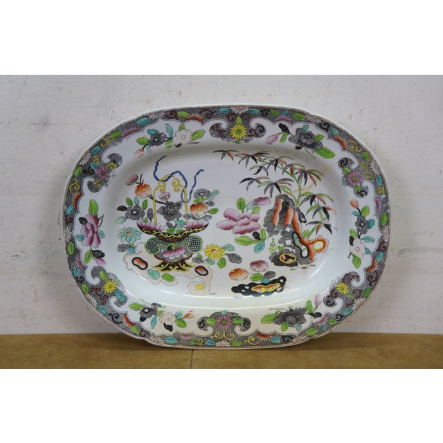Early 19th Century Antique Stephan Folch Ironstone Imari Bamboo & Basket China Serving Platters - Set of 3 For Sale - Image 5 of 16