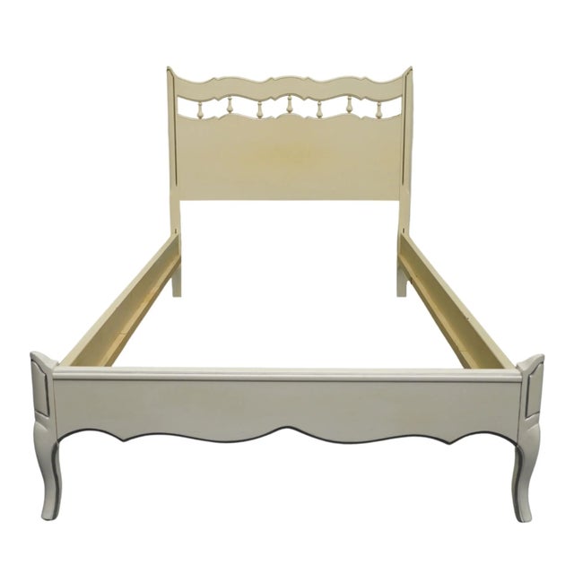 Wood Thomasville Furniture Cream / Off White Painted French Provincial Twin Size Bed For Sale - Image 7 of 7