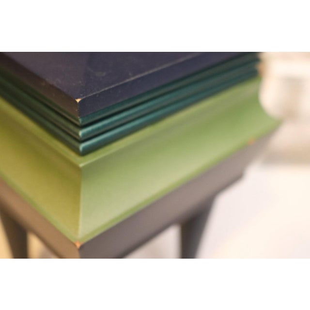 Onyx Architectural Modern Jewelry Box in Black, Olive & Teal Lacquer, Signed 2000 For Sale - Image 8 of 12