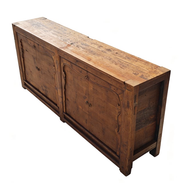 Double-Door Pine Farmer's Sideboard Cabinet For Sale - Image 4 of 5