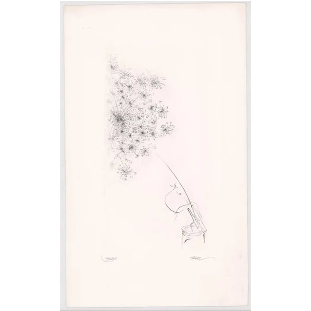 Peter Takaal (1905-1995) "Jar, Clothespin and Flower" drypoint on paper. Pencil signed and numbered from an edition of...