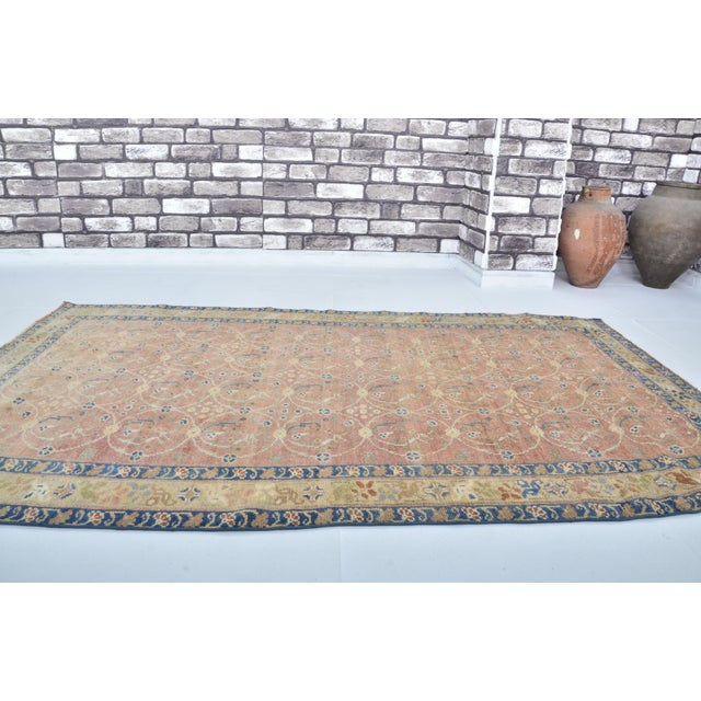 Vintage Handknotted Wool Carpet For Sale - Image 4 of 10
