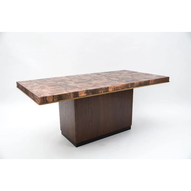 Mid-Century Modern Brutalistic Coffee Table in Copper and Rosewood by Heinz Lilienthal, 1970s For Sale - Image 3 of 11