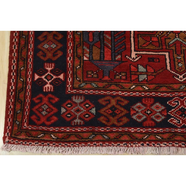 Karajeh Runner 3’8” X 15′ Red Wool Semi-Antique Tribal Hand-Knotted Rug For Sale - Image 12 of 14
