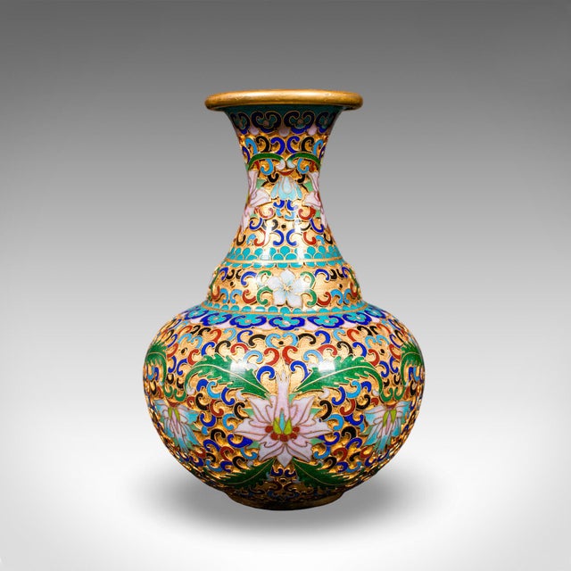 Pair of Small Vintage Baluster Form Vases, Oriental, Cloisonne, Posy Urn, c.1970 For Sale - Image 4 of 12