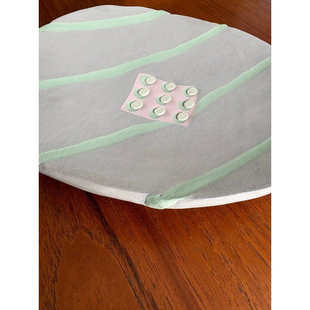 1980s Post Modern Marcy Glick Memphis New Wave Pastel Hand Built Studio Pottery Plate 1988 For Sale - Image 5 of 8