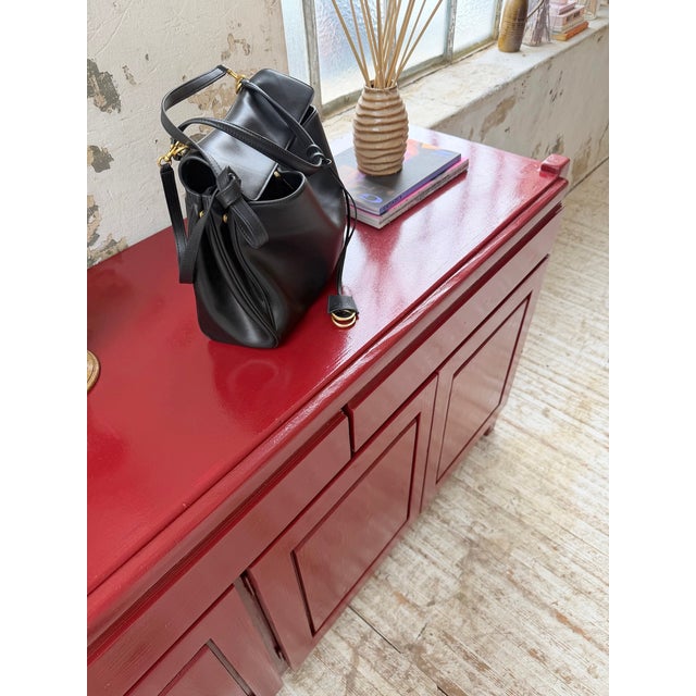 Vintage Red Lacquered Sideboard in Wood, 1970 For Sale - Image 17 of 18
