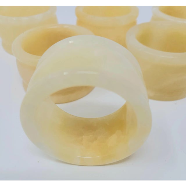 1970s Vintage Alabaster Napkin Rings Set of 6 For Sale - Image 5 of 10