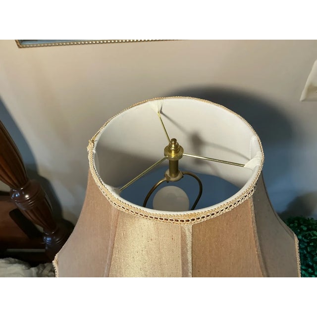 Vintage Light Blue Swirled Murano Glass Table Lamps With Fabric Shades - Pair For Sale In Baltimore - Image 6 of 7