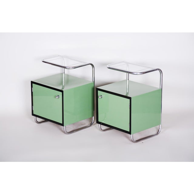 Bauhaus Side Tables in Chrome and Glass by Vichr a Spol., Czech, 1930s, Set of 2 For Sale - Image 14 of 18